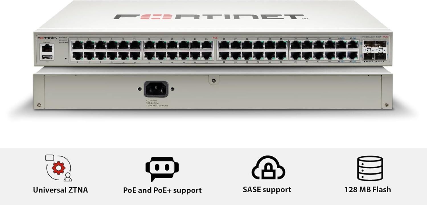 Fortinet FortiSwitch 148F Layer 2 FortiGate Network Switch FS-148F