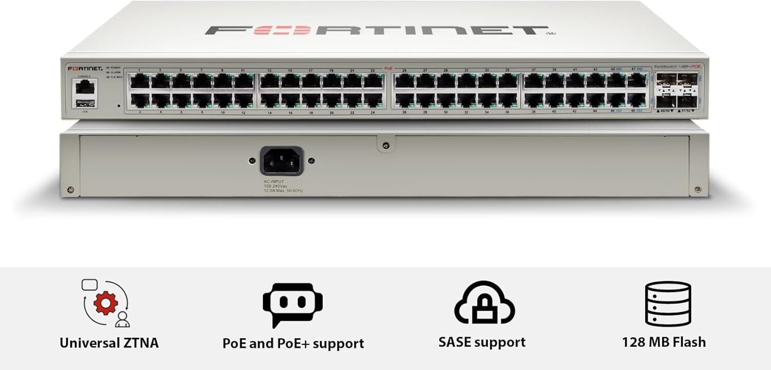 Fortinet FortiSwitch 148F Layer 2 FortiGate Network Switch FS-148F