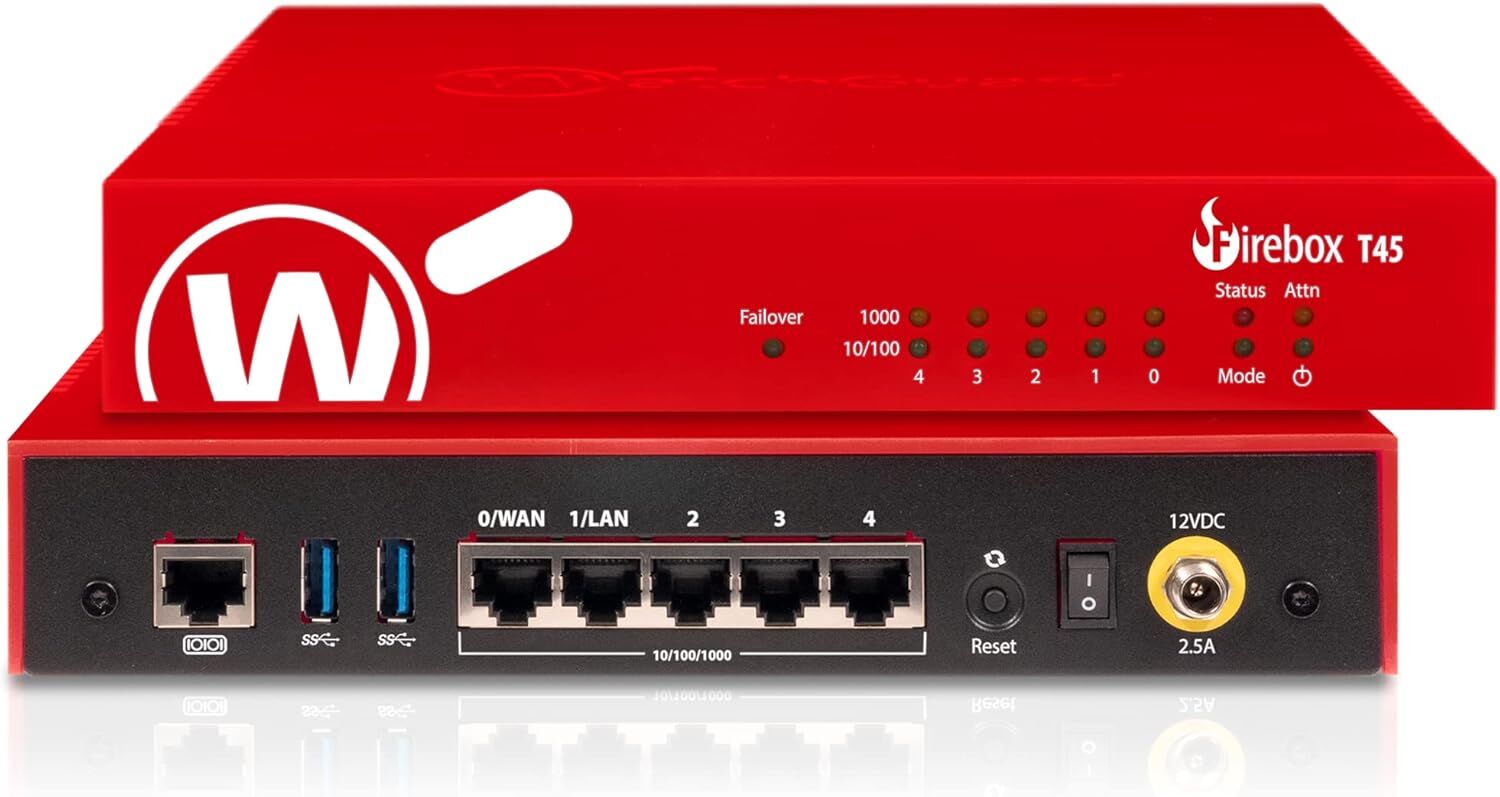 WATCHGUARD FIREBOX T45 + 1 YIL LISANS + 1 Yıl 5651 Oriana Cloud Log + Ücretsiz Kurulum Desteği
